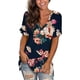 thumbnail image 1 of Puntoco - Camisetas de verano para mujer, túnica de manga corta con estampado de tiras, cuello en V, tops de hombro Puntoco Puntoco-1558, 1 of 6