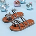 thumbnail image 2 of BOBOGOJP Girl's PU Leather Rhinestone Sandals Butterfly Strappy Flat Open Toe Elegant Slides Sandals Black for Size 8, 2 of 8