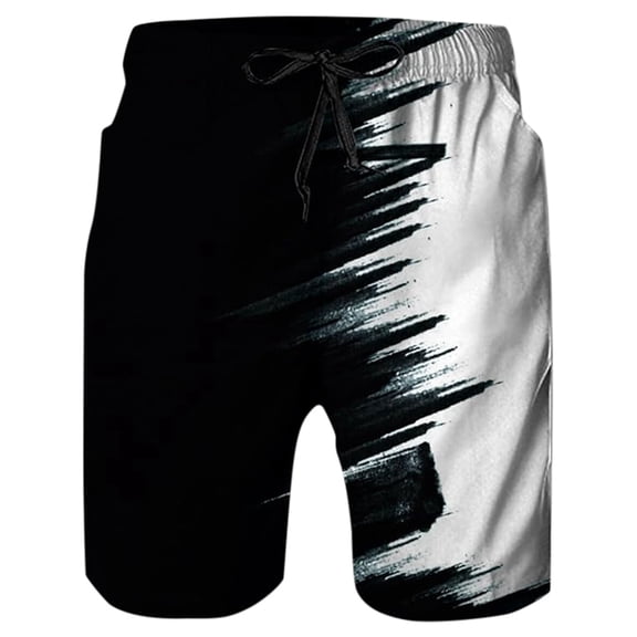 Men's Printed Casual Shorts Elastic Waist Black Summer Athletic Lightweight Breathable Trendy Comfort Soft Versatile Men's Bottoms