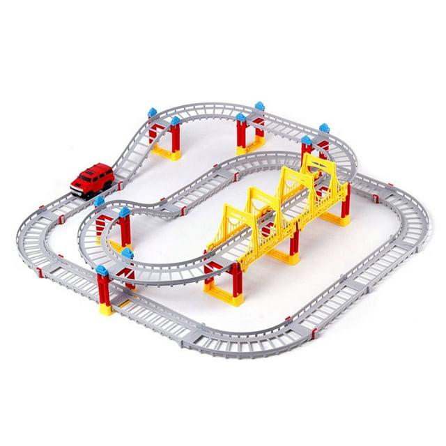 Ensemble de 75 Pcs de Piste de Course Jouet Piste de Course Interactive Ensemble de Jeu Pistes Flexibles Jouet