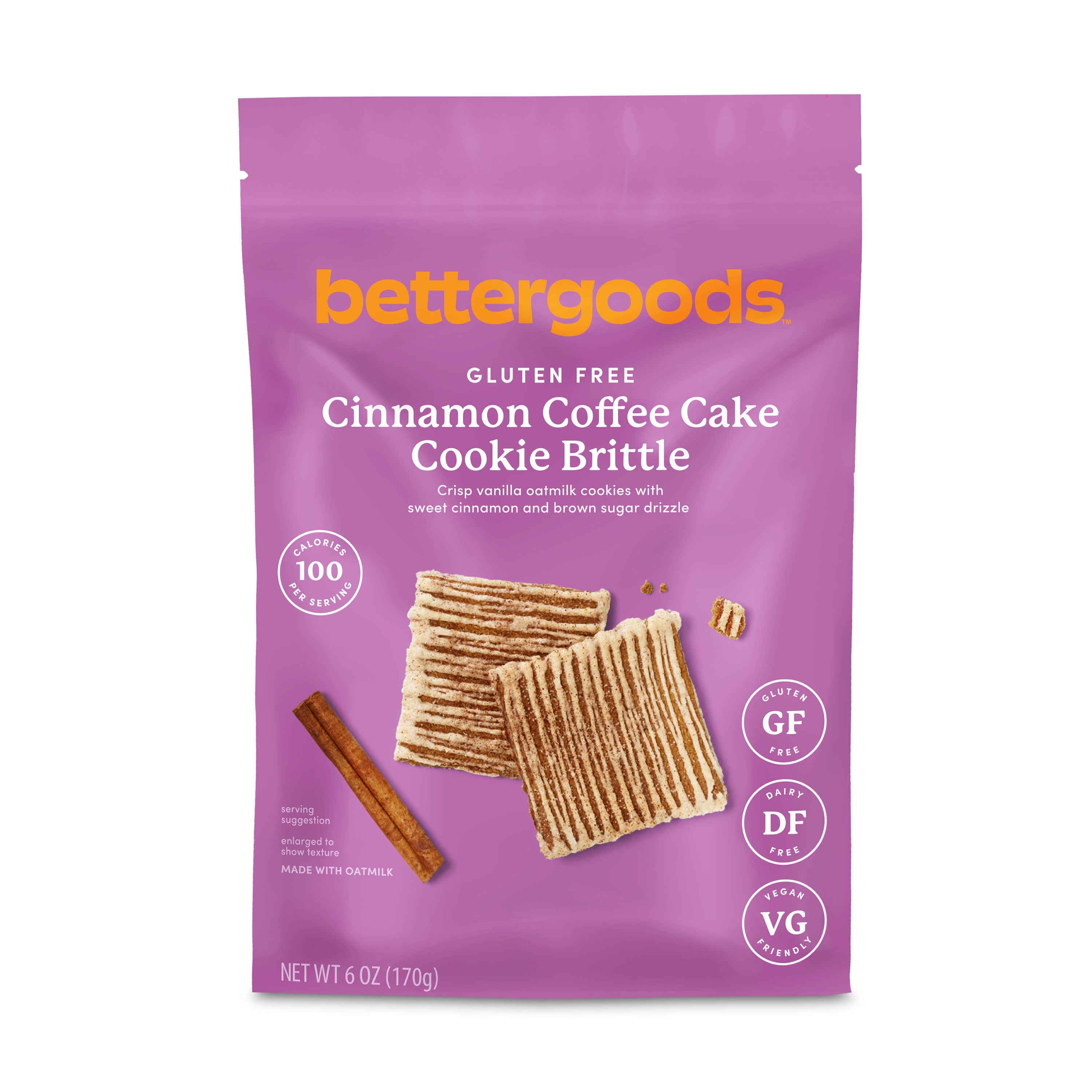 (3 pack) bettergoods Gluten Free Cinnamon Coffee Cake Cookie Brittle, 6 oz