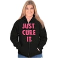 thumbnail image 4 of Breast Cancer Awareness Just Cure It Zip Hoodie Sweatshirt Women Brisco Brands S, 4 of 6