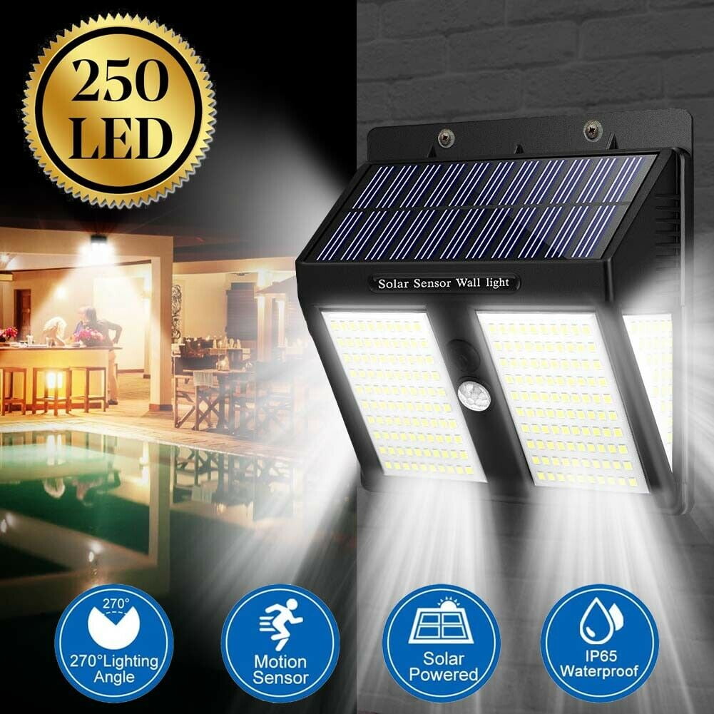 4X 100LED Solar Power Light PIR Motion Sensor Security Outdoor Garden Wall Lamp 