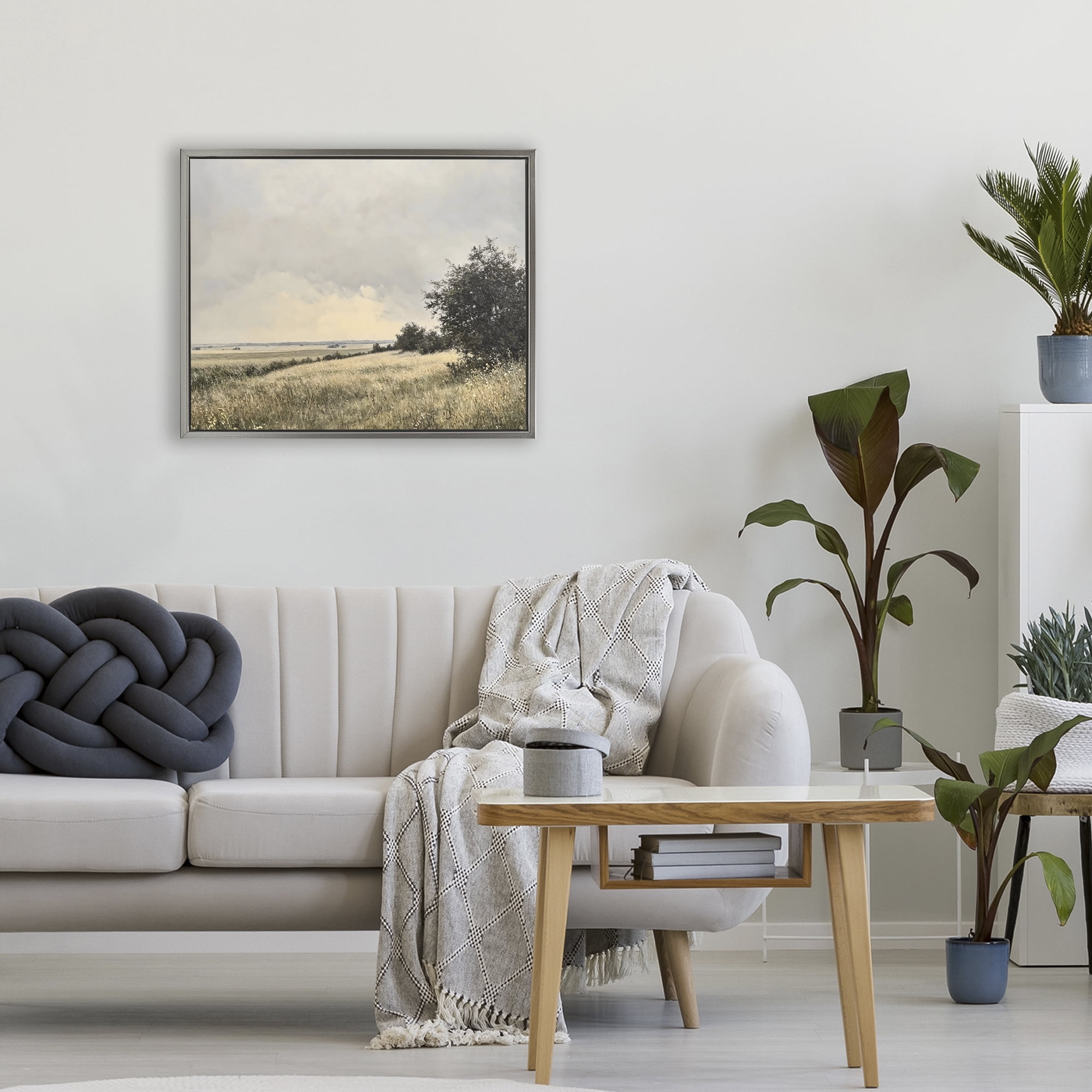 Stupell Industries Rustic Countryside Hill Landscape Gray Framed Floater Canvas Wall Art, design by Franklyn Gregory