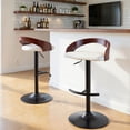 thumbnail image 2 of Grotto Adjustable Bar Stool, Black Bar Stools, Bar Chairs, Swivel Bar Stools, Bar Stools Set of 2, Bar Stools for Kitchen Counter (Cherry Wood, White), 2 of 10
