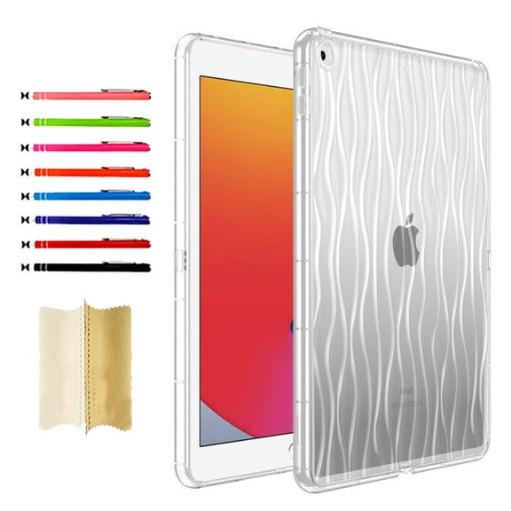 Clear Tablet Case for iPad 10.2 2021/2020/2019, Water Ripples Crystal Transparent TPU Shockproof Cover, Slim Lightweight Non-Yellowing Case for iPad 10.2 2021/2020/2019, Clear