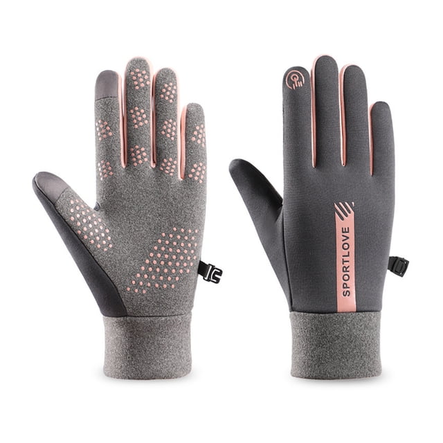 Transemion Non-displacement Cycling Gloves Warm And Waterproof Suitable For Winter Outdoor Activities grey