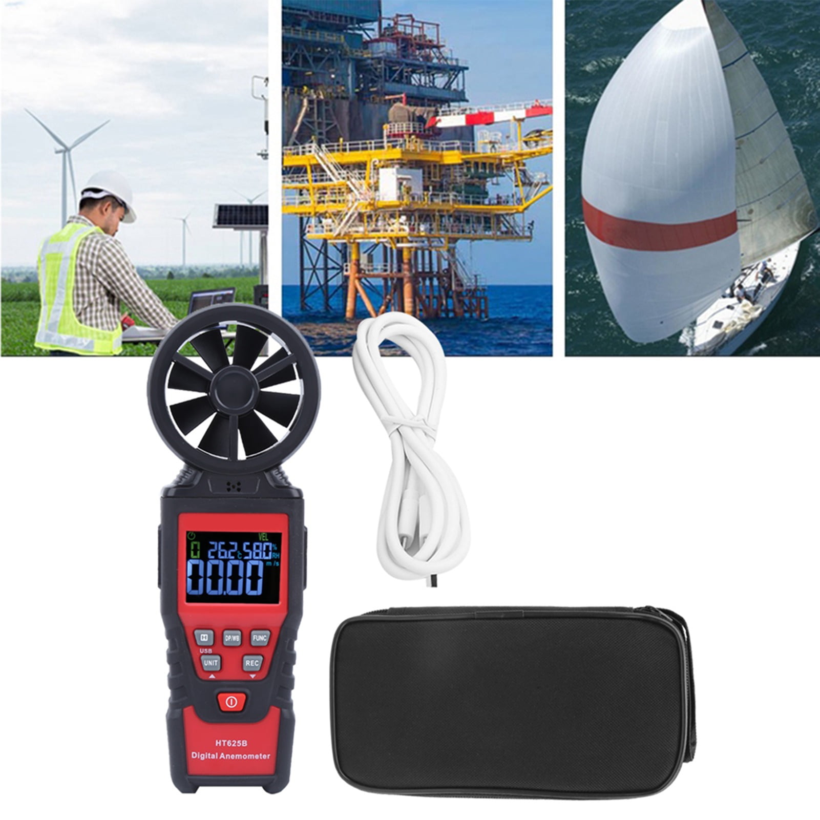 Digital Anemometer Wind Speed Meter Wind Speed Tester Air Speed Gauge