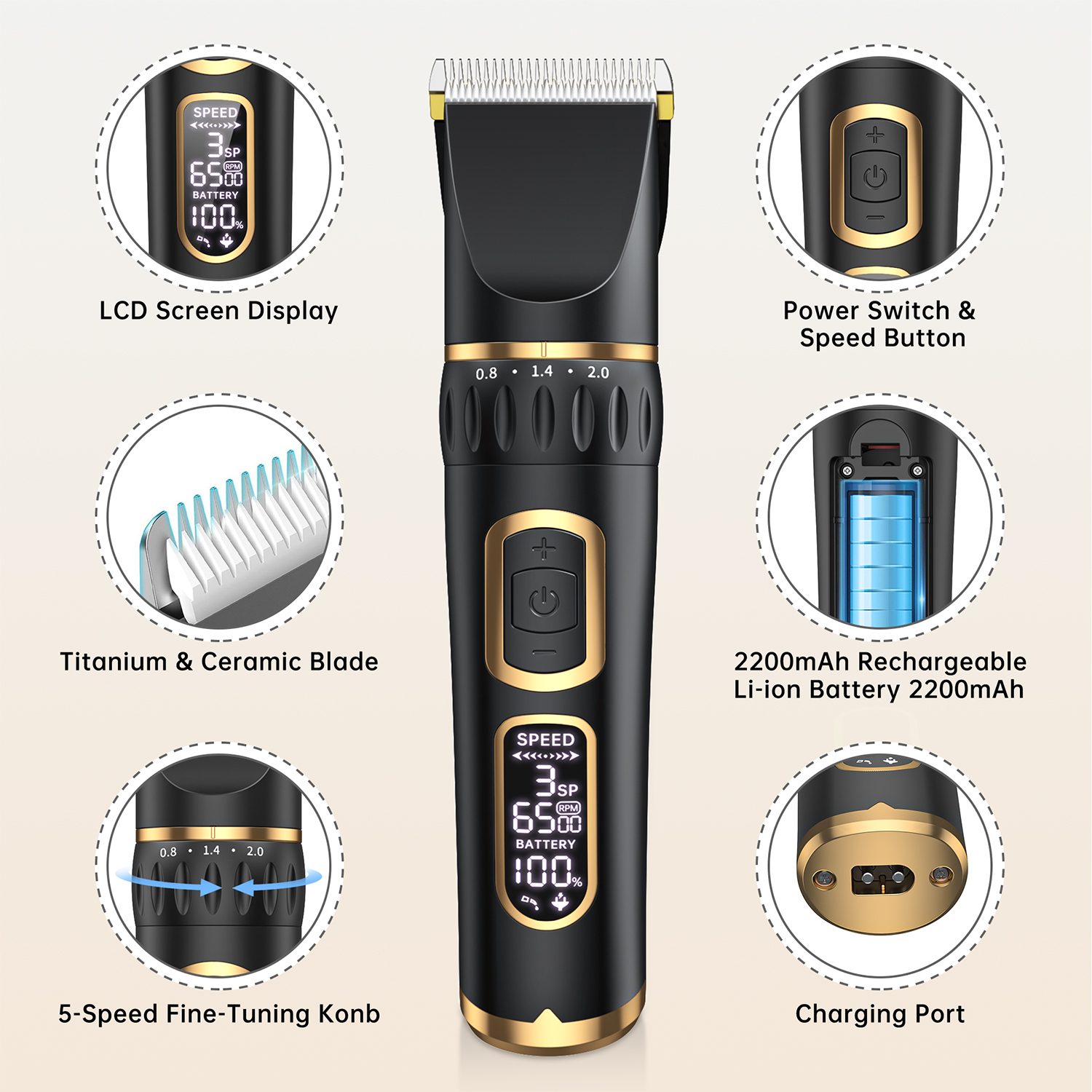 Cshidworld Dog Grooming Clipper Kit, Rechargeable photo 3