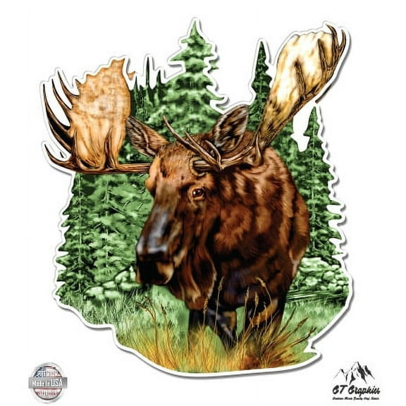 Moose - 3" Vinyl Sticker - For Car Laptop I-Pad Phone Helmet Hard Hat - Waterproof Decal