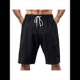 thumbnail image 3 of Pantalones Cortos Cargo para Hombre, Modernos, con Cordón Ajustable, Cintura Elástica, Informales, con Múltiples Bolsillos, para Entrenamiento, Deportes Al Aire Libre. Negro M, 3 of 9