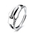 thumbnail image 1 of Anillos gruesos para mujeres, niñas, anillos de plata de ley con forma de candado, colgantes de boda, tamaño ajustable para regalo de cumpleaños, 1 of 5
