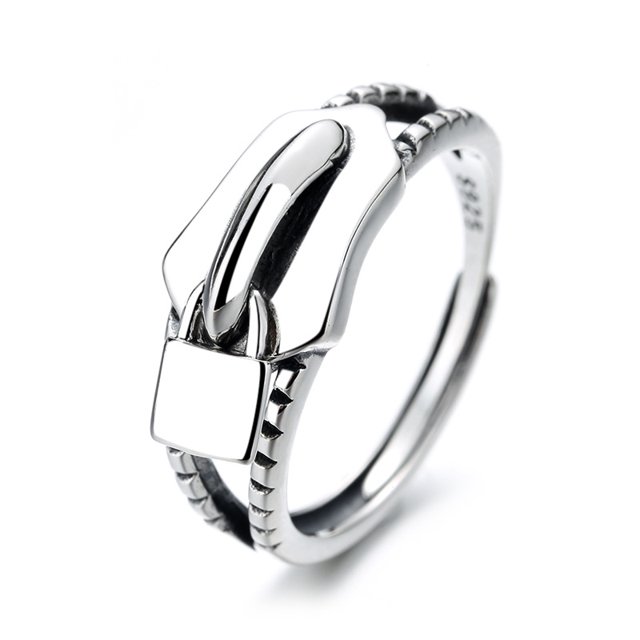 Anillos gruesos para mujeres, niñas, anillos de plata de ley con forma de candado, colgantes de boda, tamaño ajustable para regalo de cumpleaños