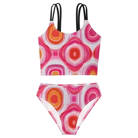 DALAWU Swimsuit 2-Piece Tank Swimming Wear Quick Dry Bathing Suit-Mystical Pattern Printed