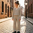 thumbnail image 2 of yboeqw Tween Girls Fall Summer Clothes 2 Piece Outfit Set Long Sleeve Stripe T-Shirt + Cargo Pants Teen Girl Clothing Set,Size 9-10 Years, 2 of 7