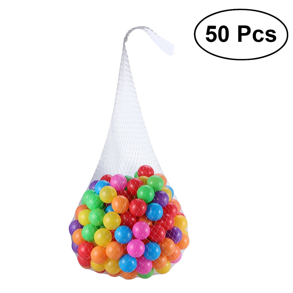 50pcs Plastic Balls Pit Balls Crush Proof Ocean Balls Toys with Storage Mesh Bag for Kids