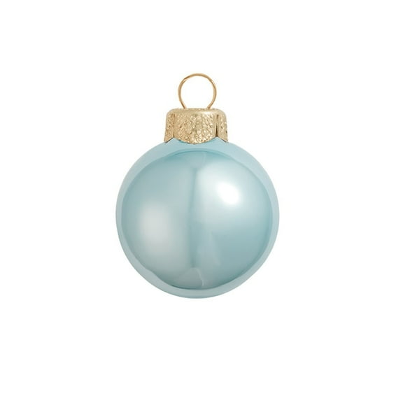 40ct Pearl Sky Blue Glass Ball Christmas Ornaments 1.5" (40mm)