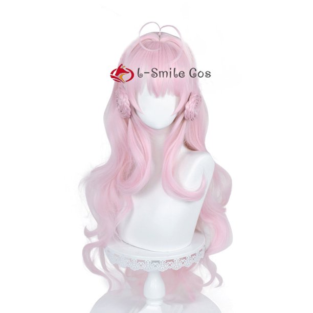 Hakui Koyori Wig VTuber Hololive Light Pink Long Wavy Wig Heat Resistant Synthetic Hair Halloween Party Anime Cosplay Wig + Wig heqiyong LED