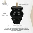 thumbnail image 3 of 4 inch / 9cm Wooden Furniture Legs, Pack of 4 Classic Black Solid Wood Turned DIY Replacement Bun Feet with M8 Hanger Bolts & T-Nuts for Sofa Couch Ottoman Cabinet Table Riser, 3 of 5