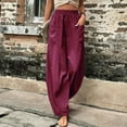 thumbnail image 4 of Tittly Palazzo Pants Wide Leg Pants Womens Solid Color Casual Pants Trousers Elastic Waist Pockets Wide Leg Trousers Wide Leg Sweatpants Women Pants for Women Trendy Red M, 4 of 6
