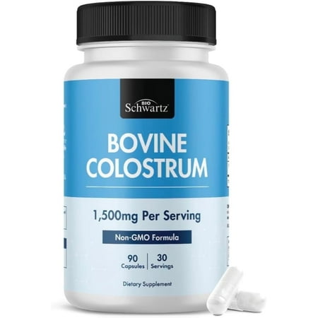 BioSchwartz Colostrum Capsules, Extra Strength 1500mg per serving, Supports Digestive & Immune Health, Grass Fed, 90 Ct