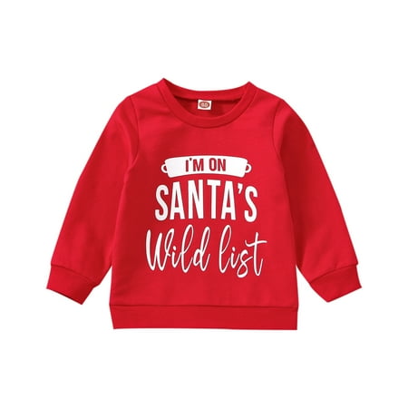 

CNGELG Xmas Kids Toddler Baby Boys Girls Letter Long Sleeve Cotton Sweatshirt Tops Christmas Outfit