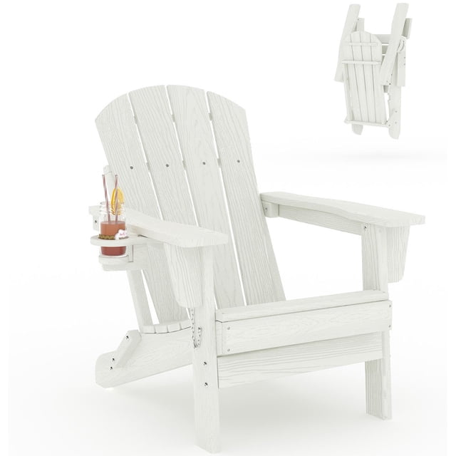 Chaise Adirondack Pliante – Chaise de Patio Extérieure en HDPE Résistante aux Intempéries avec Texture Grain de Bois