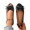 thumbnail image 5 of Black Womens Peep Toe Bow Flats Faux Leather Slip On Casual Shoes Soft Sole Comfortable Footwear for office and Daily Wear Size 8.5, 5 of 9