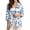 Blue Palm Hibiscus Tropical, variant on Purple Glitter Star Galaxy Womens Line-like 3/4 Sleeve Blazer, M, Lapel Collar, Business Casual Blazer, Open Front, Lightweight Trendy Work Suit Jacket with Pockets