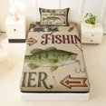 thumbnail image 3 of Feelyou Tribal Western Country Fishing Twin Sheet Sets for Men Boys, Vintage River Animal Bedding, Brown Green, 3pcs, 3 of 5