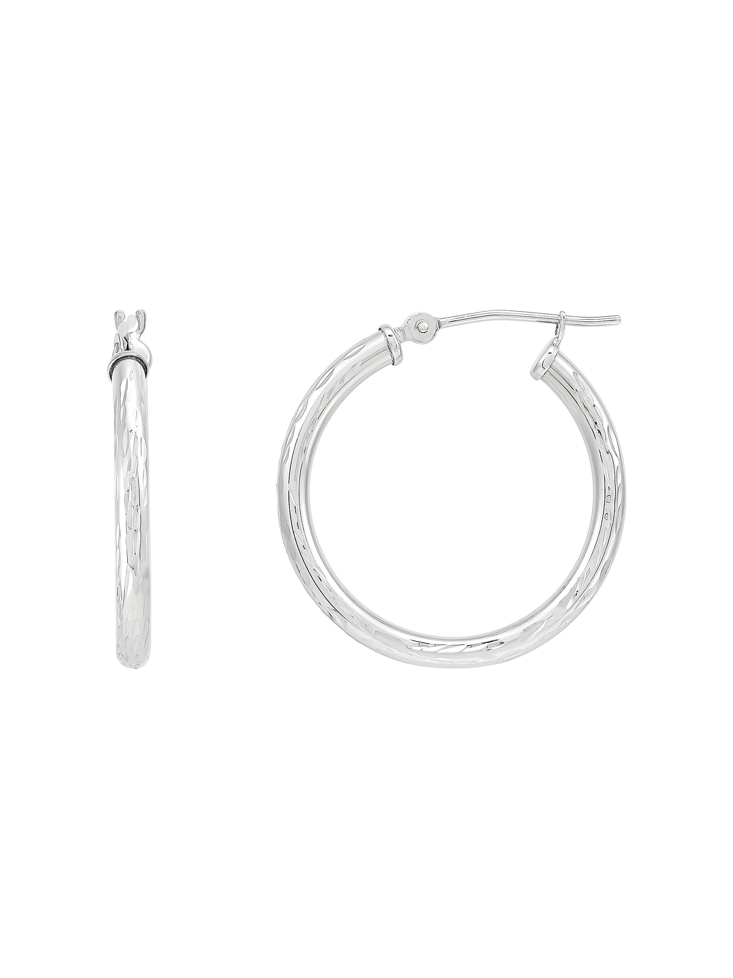 FREE SHIPPING! Gift Box 10Kt White Gold 14MM Small Hoop Earrings 