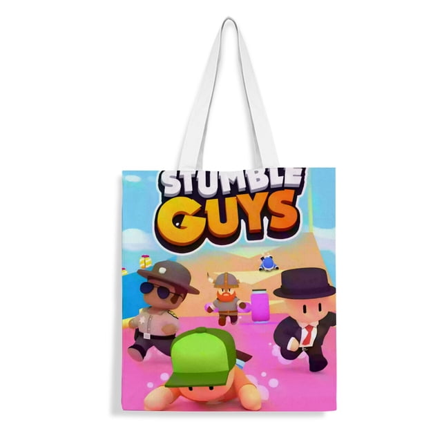 Stumble Guys Bolso de tela con estampado de lienzo para mujer, bolsa de compras reutilizable y estética, con cremallera interior, regalo para mujer,38*45cm.