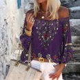 thumbnail image 2 of Blusa holgada de manga larga con cuello de una línea y estampado a la moda para mujer Fridja  hj2466, 2 of 6