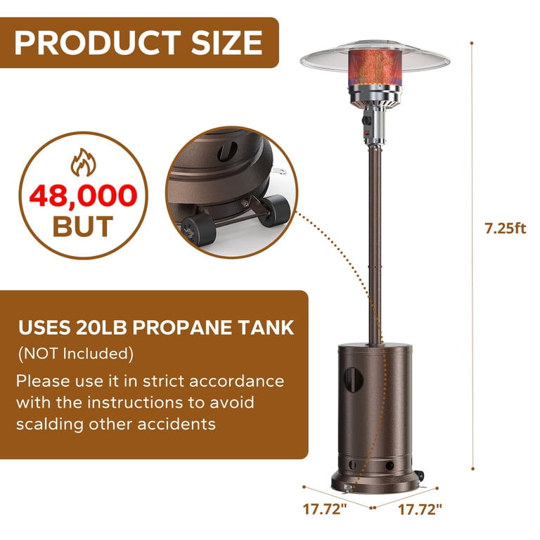 Taoset Propane Patio Heater, 48000 BTU with Wheels photo 6