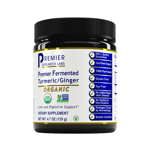 Premier Research Labs Fermented Turmeric/Ginger - Digestive Health Support Powder with Turmeric & Ginger* - Powder Supplement Aids Liver Health & Digestion* - 4.7 oz powder