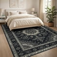 thumbnail image 3 of ODIKA 8'x10' Washable Area Rug Modern Farmhouse Boho Medallion With Distressed Abstract Border Accents for King Size Bedroom Under Bed, Master Suite, Non-Shedding, Easy Care, 3 of 7