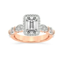 IGI Certified 2 Carat Emerald Shape Lab Grown Diamond Engagement Ring | 14K Rose Gold |Micaela Halo Diamond Ring | FG-VS1-VS2 Quality Friendly Diamonds
