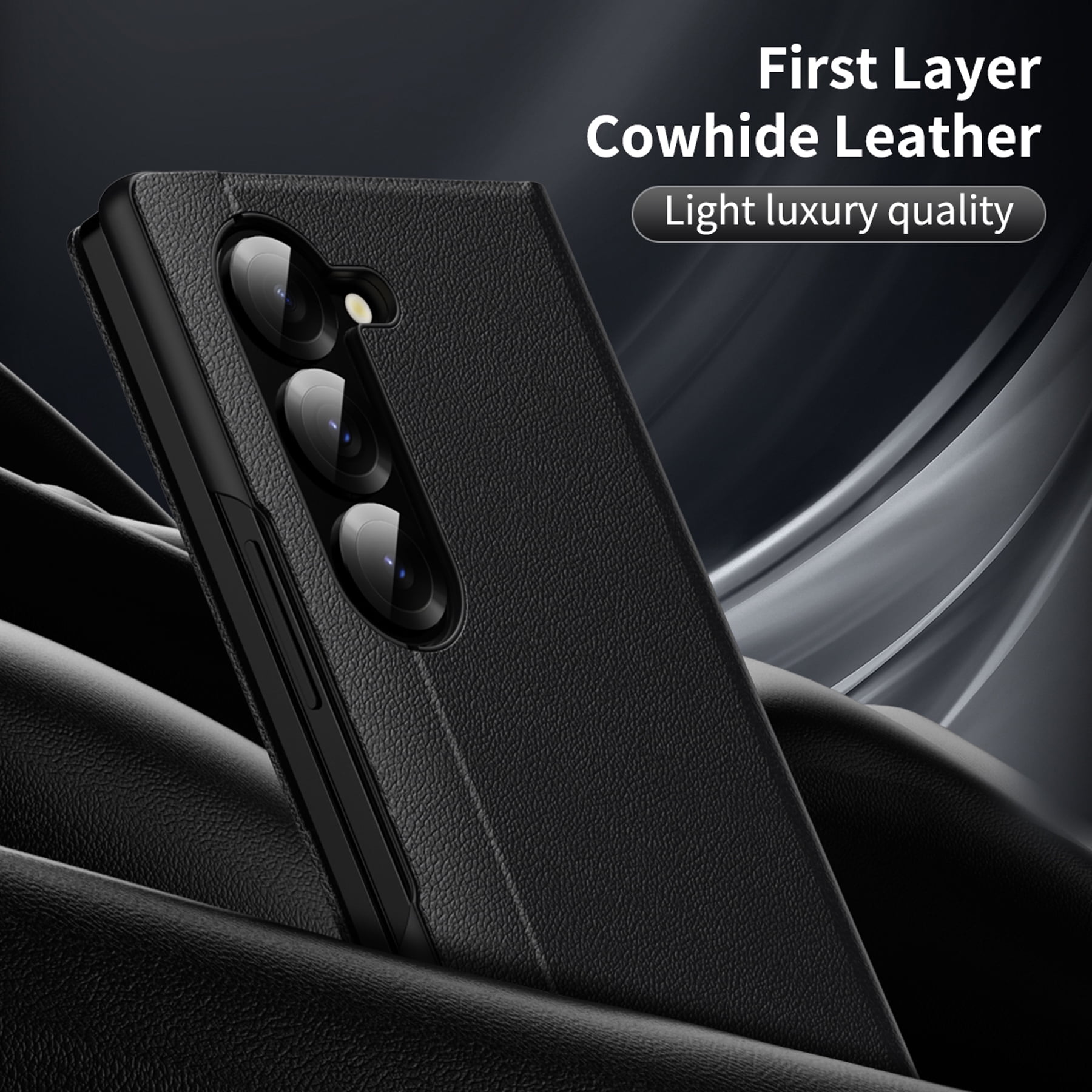 For Samsung Galaxy Z Fold 7 Case PU Leather Flip Case,With Intelligent Window,With Card Holder,Anti-fall Rugged Shockproof Protective Phone Case Cover for Samsung Galaxy Z Fold 7,Black