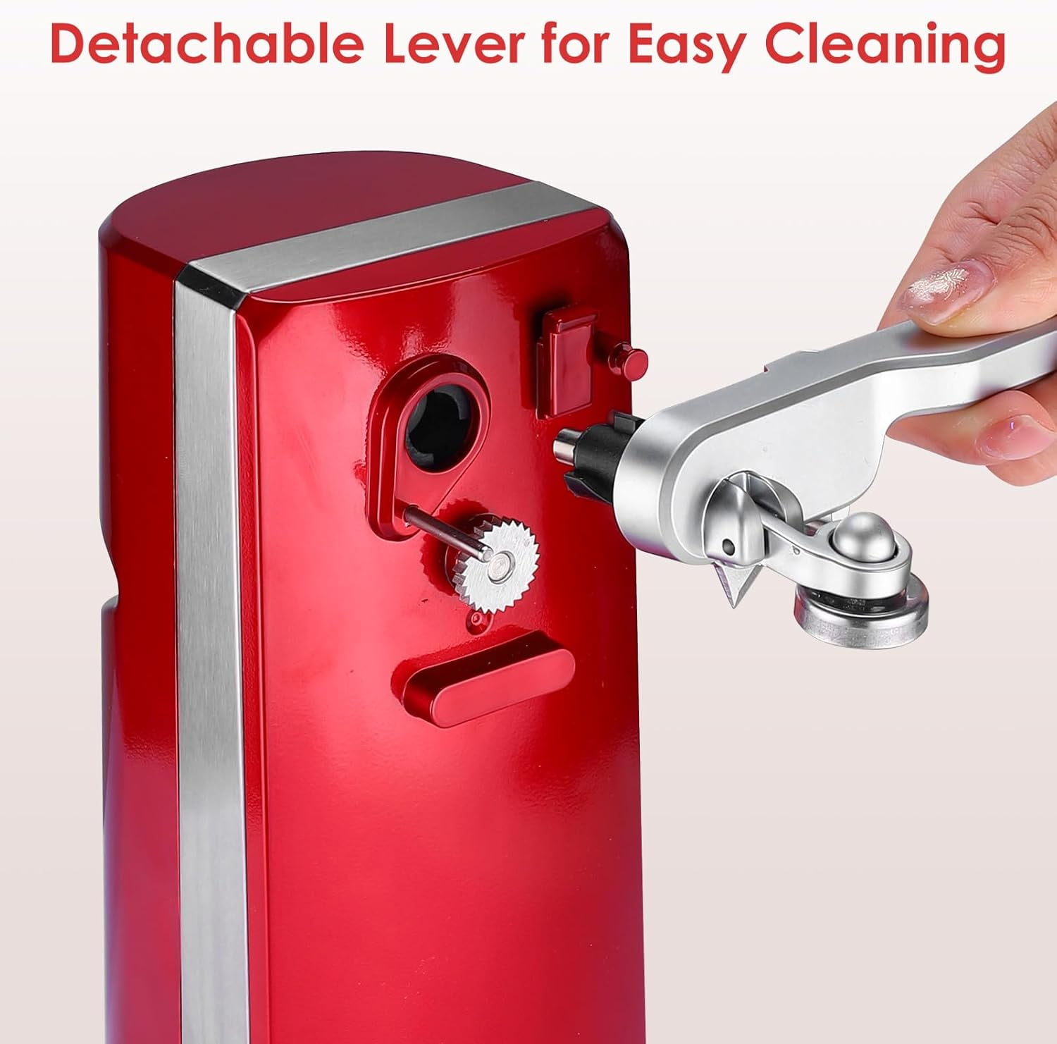 Davivy Electric Can Opener, 3-in-1 Design with Knife Sharpener & Bottle Opener, Red