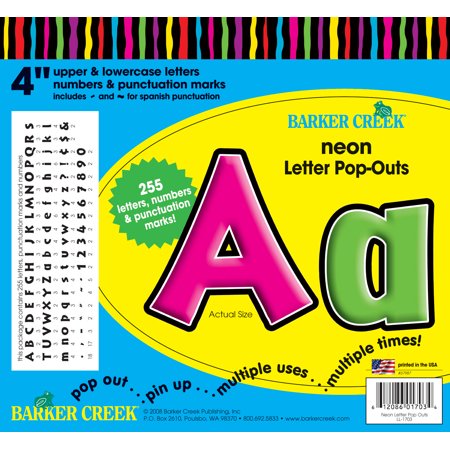 UPC: 0612086017034 | Barker Creek Neon 4  Letter Pop-Outs ̶ 255 Characters