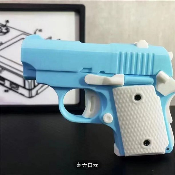 Modelo impreso en 3D, Mini pistola de juguete de salto recto por gravedad, bala sin disparar, cuchillo de juguete de rábano, juguete para aliviar el estrés para niños, regalo de Navidad