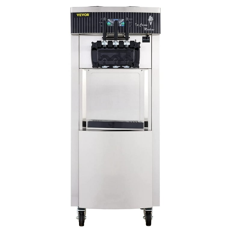 VEVOR 2200W Commercial Soft Ice Cream Machine 3 Flavors 5.3 to 7.4Gallon per Hour precooling at Night Auto Clean LCD Panel for Restaurants Snack Bar