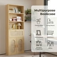 thumbnail image 5 of Ktaxon Bookcase, 71" H Bookshelf with Rattan Doors, Drawer and 3 Adjustable Shelves, Farmhouse Storage Cabinet for Bedroom, Office, Living Room, Study, Brown, 5 of 10