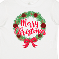 thumbnail image 4 of Inktastic Merry Christmas Wreath with Red Bow and Ornaments Boys or Girls Toddler T-Shirt, 4 of 5