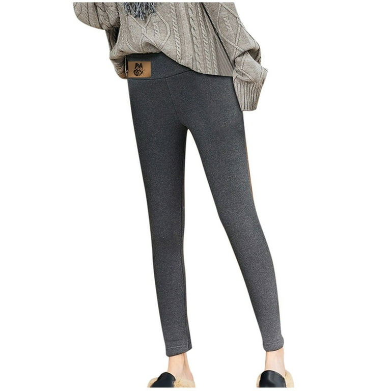 Casual Warm Winter Solid Pants, Soft Clouds Fleece Leggings for