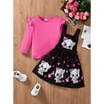 thumbnail image 3 of Suealasg Girls' Cat Print Fall Outfit Set 2-Piece - Long Sleeve Crewneck T-Shirt  A-Line Overalls (Toddler/Kids 1-4Y, Autumn School  Playdates), 3 of 9