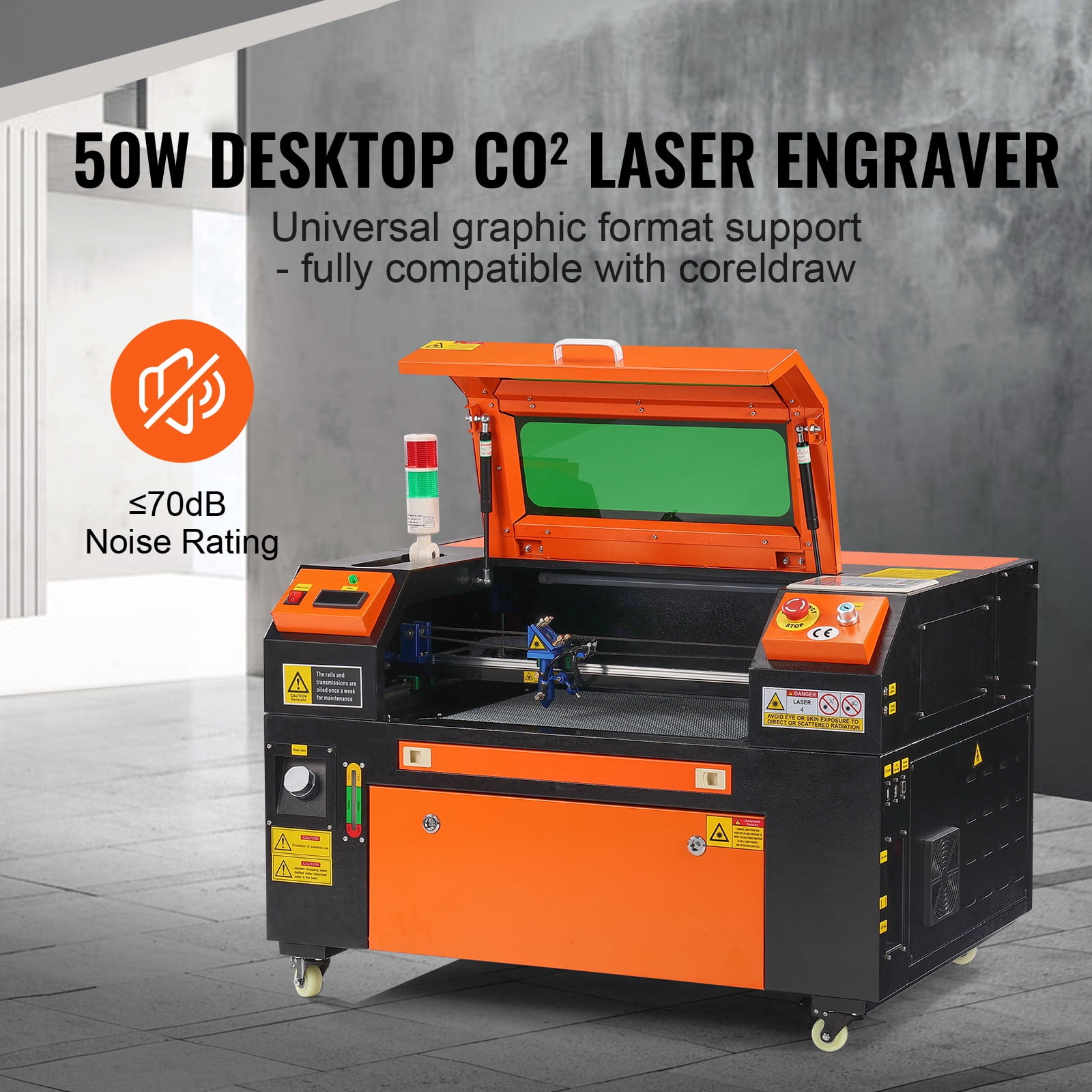 KFFKFF 50W CO2 Laser Etching Tool, 12 x 20 inches, 19.7 IPS Laser Slicing Device with Dual Direction Air Support, Syncs with LightBurn, CorelDRAW, AutoCAD, Windows, Mac OS, Linux