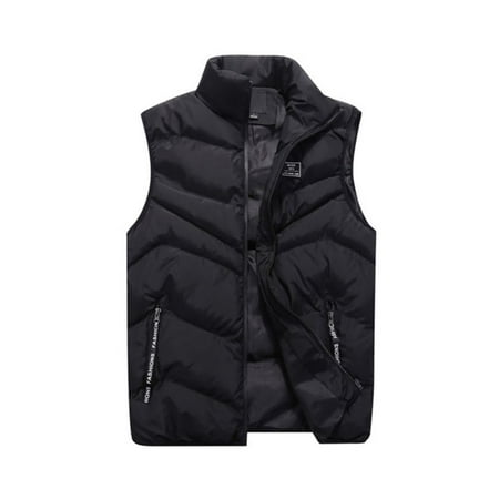 Men's Winter Zipper Padded Jacket Vest Sleeveless Puffer Warm Coat