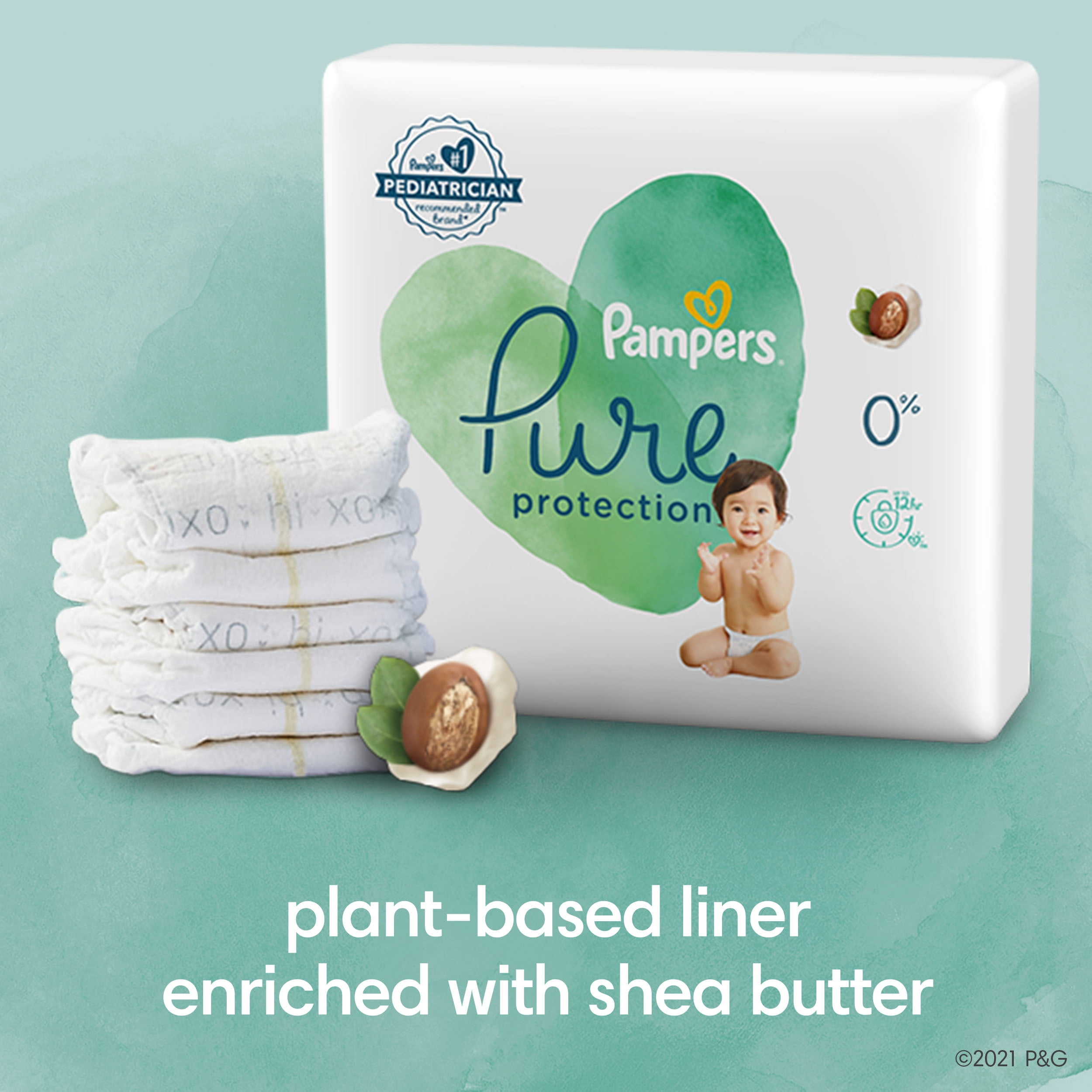 Pampers Pure Protection Natural Newborn Diapers, Size 1, 132 Ct - 2