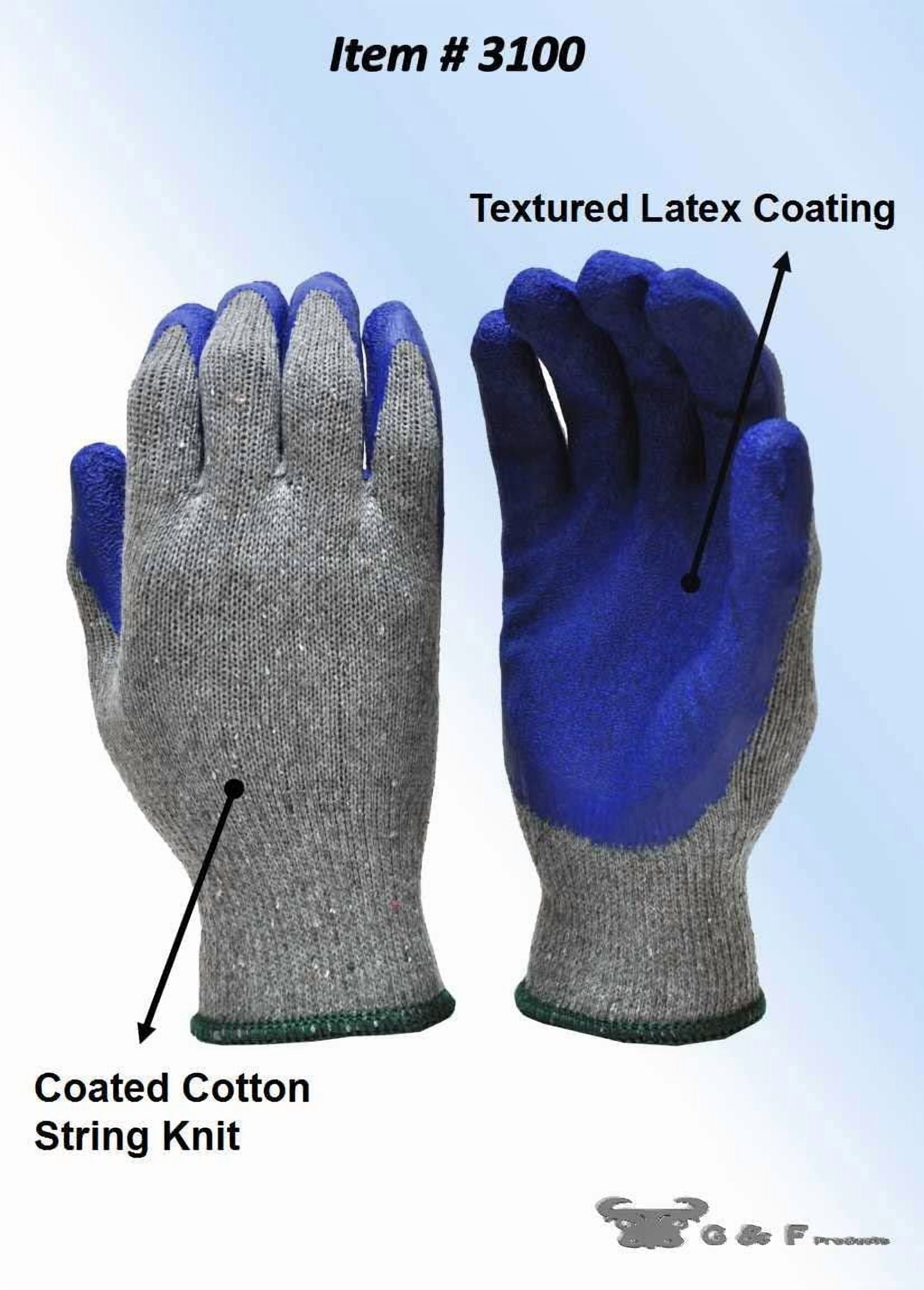 G & F Products Men's Latex-Coated Work Gloves, Large, 12-Pair photo 4